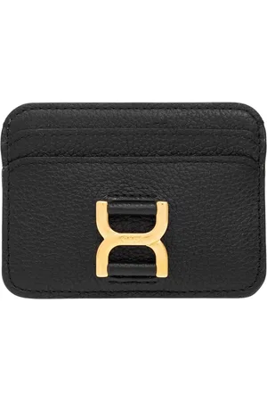 Chloé Femme, Accessoires, Noir, Taille: ONE Size Porte-cartes Marcie en cuir grainé