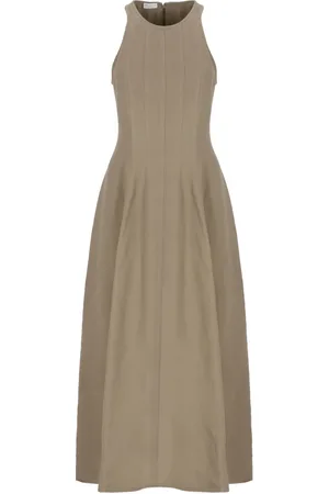 Brunello Cucinelli Femme, Robes, Brun, Taille: 42 FR Robe sans manches en mélange de lin