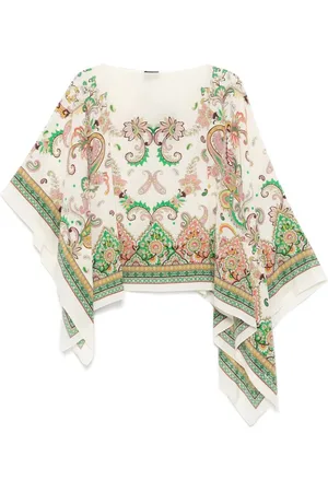Etro Femme, Vestes, Multicolore, Taille: ONE Size Cape Beige Asymétrique à Encolure Bateau