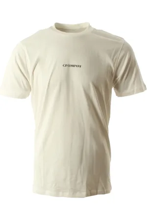 C.P. Company Homme, Tops, Blanc, Taille: S T-Shirt en Jersey de Coton