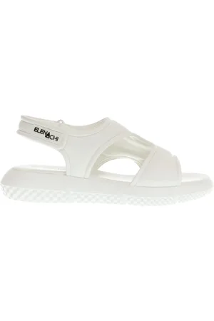 Elena Iachi Femme, Chaussures, Blanc, Taille: 38 EU Sandales Sportives en Cuir Blanc