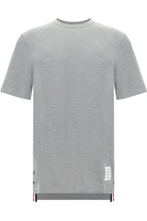 Thom Browne Homme, Tops, Gris, Taille: L T-shirt en coton à rayures et col rond