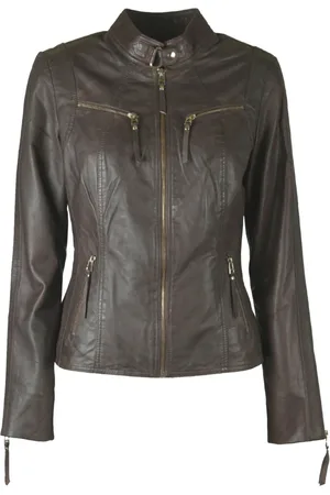 Btfcph Femme, Vestes, Brun, Taille: 42 FR Blouson de motard en cuir 10245