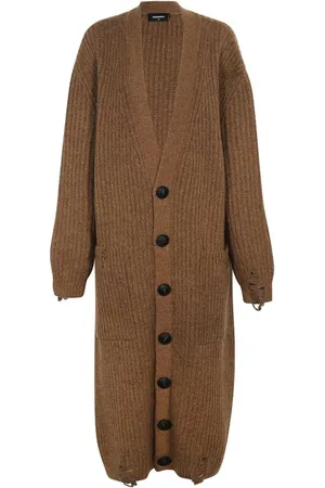 Dsquared2 Femme, Pulls, Brun, Taille: 40 FR Cardigan en maille à effet vieilli