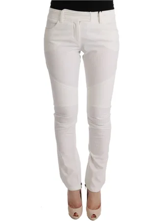 ERMANNO SCERVINO Femme, Pantalons, Blanc, Taille: 36 FR Élégant Pantalon Blanc Slim Fit en Coton