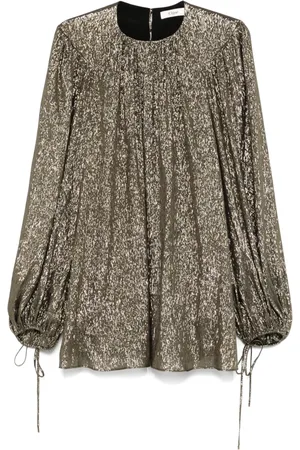 Chloé Femme, Robes, Brun, Taille: 38 FR Blouse Noire et Or