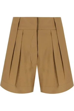 FEDERICA TOSI Femme, Shorts, Brun, Taille: 38 FR Shorts Classiques en Mélange de Coton Kaki