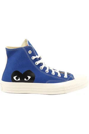 Comme des Garçons Homme, Chaussures, Bleu, Taille: 44 EU Baskets en Toile avec Imprimé Latéral