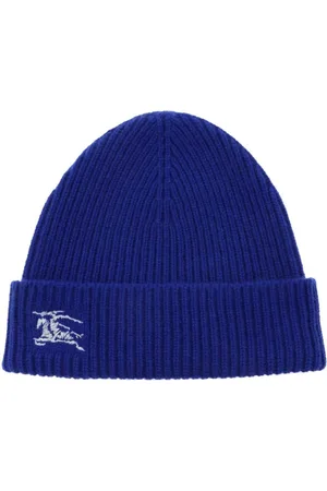 Burberry Homme, Accessoires, Bleu, Taille: ONE Size Bonnet en cachemire brodé