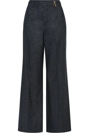 Maliparmi Femme, Pantalons, Bleu, Taille: 40 FR Pantalon Papillon Ombre
