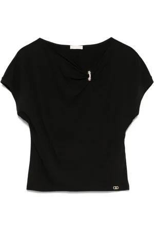 Liu Jo Femme, Tops, Noir, Taille: 42 FR T-shirt Noir avec Plaque Logo