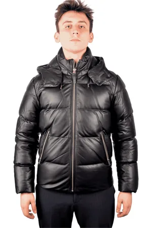 Mackage Homme, Vestes, Noir, Taille: L Veste Rembourrée en Cuir Noir