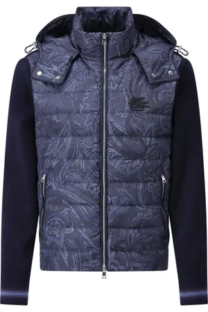 Etro Homme, Vestes, Bleu, Taille: M Cardigan matelassé à capuche avec détails cachemire