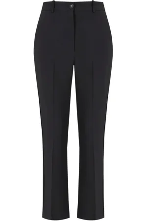 Elisabetta Franchi Femme, Pantalons, Noir, Taille: 38 FR Pantalon de Smoking Noir avec Bandes en Satin