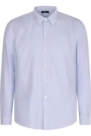 HERNO Homme, Chemises, Bleu, Taille: M Chemise Rayée en Coton à Boutons