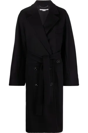 Stella McCartney Femme, Manteaux, Noir, Taille: 38 FR Manteau Ceinturé