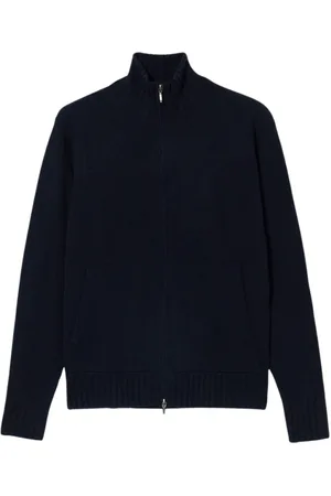 Brooks Brothers Homme, Pulls, Bleu, Taille: S Pull Zippé en Laine et Cachemire