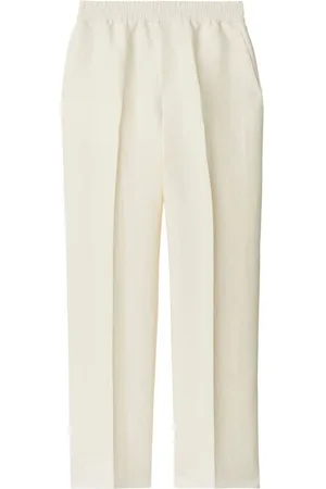 Burberry Femme, Pantalons, Blanc, Taille: 32 FR Pantalon Fuselé Blanc Crème à Taille Élastiquée