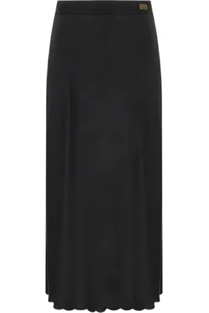 Elisabetta Franchi Femme, Jupes, Noir, Taille: 36 FR Jupe Midi en Satin Noir Brodé