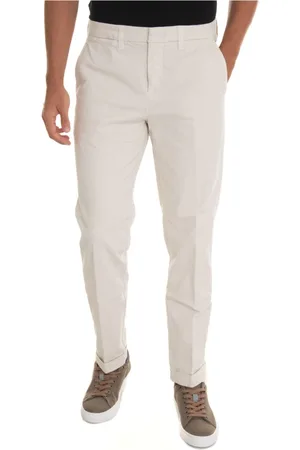 FAY Homme, Pantalons, Blanc, Taille: W34 Chino Slim Fit avec Ourlet Roulé