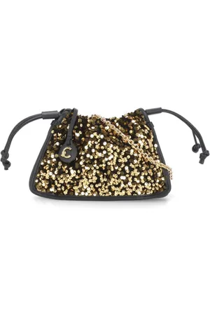 Coccinelle Femme, Sacs, Jaune, Taille: ONE Size Sac à main en cuir doré à sequins