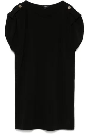 FAY Femme, Tops, Noir, Taille: 42 FR Hauts Manches Courtes Noirs à Épaulettes