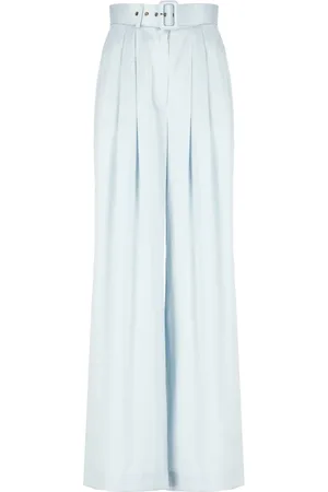 ZIMMERMANN Femme, Pantalons, Bleu, Taille: 36 FR Pantalon en Soie Bleu Clair avec Ceinture
