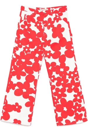 Marni Homme, Pantalons, Rouge, Taille: L Pantalon Large à Imprimé Floral
