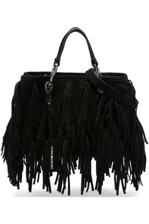 Emporio Armani Femme, Sacs, Noir, Taille: ONE Size Sac à bandoulière noire à franges