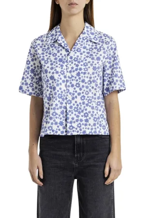 Marni Femme, Blouses et Chemises, Bleu, Taille: 36 FR Chemise d`été à fleurs bleues
