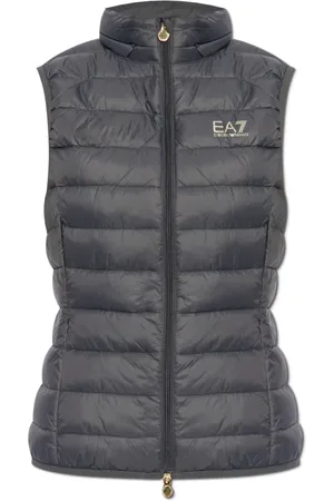 EA7 Femme, Vestes, Gris, Taille: 38 FR Veste Rembourrée avec Capuche