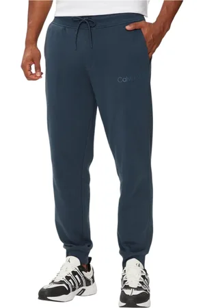 Calvin Klein Homme, Pantalons, Bleu, Taille: 2XL Pantalon en Coton Bleu avec Fermeture en Dentelle