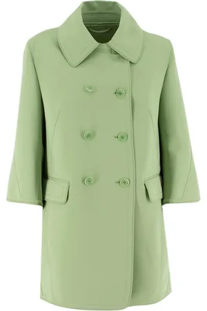 ERMANNO SCERVINO Femme, Manteaux, Vert, Taille: 38 FR Manteau classique à double boutonnage avec boutons logo