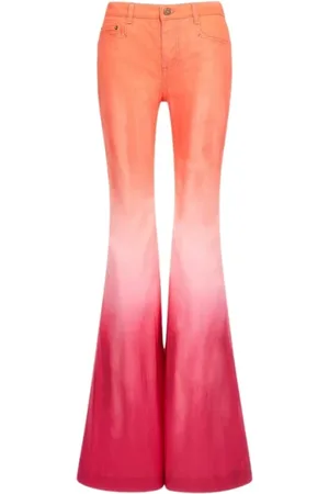 Roberto Cavalli Femme, Pantalons, Multicolore, Taille: 38 FR Jean évasé en Denim Fuchsia