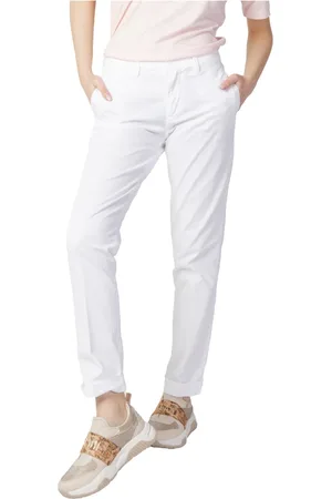 Blauer Femme, Pantalons, Blanc, Taille: W28 Pantalon en coton de couleur unie coupe slim