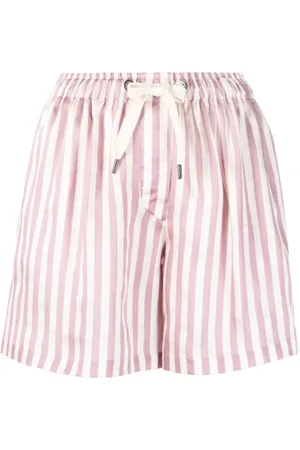 Brunello Cucinelli Femme, Shorts, Rose, Taille: 36 FR Mini-short rayé en soie mélangée