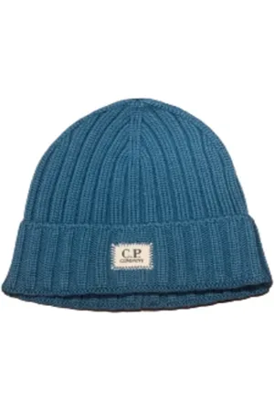 C.P. Company Homme, Accessoires, Bleu, Taille: ONE Size Bonnet Logo Patch