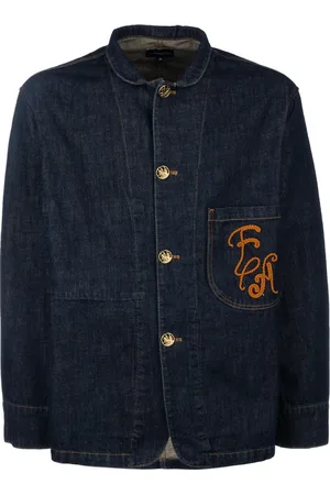 Emporio Armani Homme, Vestes, Bleu, Taille: L Petite Veste en Jean à Col Montant et Simple Boutonnage