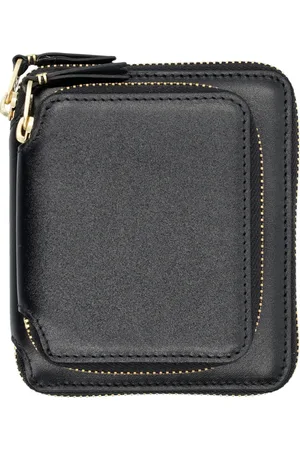 Comme des Garçons Unisex, Accessoires, Noir, Taille: ONE Size Portefeuille zippé noir en cuir avec multiples poches
