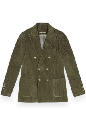 Circolo Homme, Vestes, Vert, Taille: L Veste Croisée en Velours Côtelé
