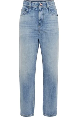 Brunello Cucinelli Femme, Jeans, Bleu, Taille: 38 FR Jean Tapered à Patch Logo