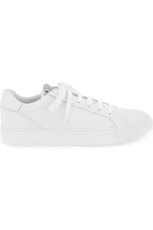 Brunello Cucinelli Femme, Chaussures, Blanc, Taille: 38 1/2 EU Baskets en Cuir de Veau Mat