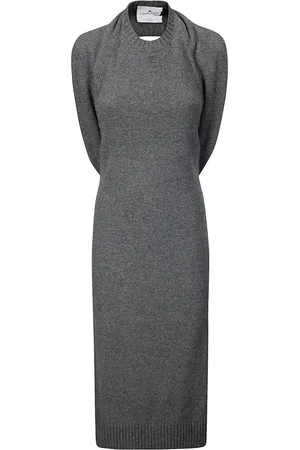 Courrèges Femme, Robes, Gris, Taille: 40 FR Robe Midi en Laine d`Agneau Multi-Styling