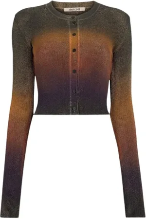 Roberto Cavalli Femme, Pulls, Multicolore, Taille: 40 FR Gilet court ajusté à boutons