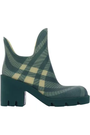 Burberry Femme, Chaussures, Vert, Taille: 40 EU Bottines à Talons Carrés et Motif à Carreaux
