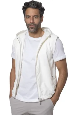 ELEVENTY Homme, Vestes, Blanc, Taille: L Gilet Tricot Zippé à Capuche