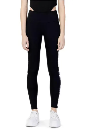 Guess Femme, Pantalons, Noir, Taille: 40 FR Leggings Noirs en Mélange de Coton avec Taille Élastique