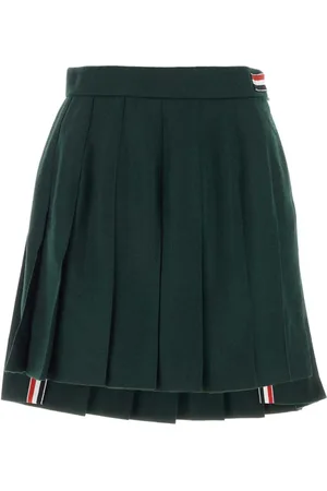 Thom Browne Femme, Jupes, Vert, Taille: 36 FR Mini-jupe vert bouteille en laine et polyester
