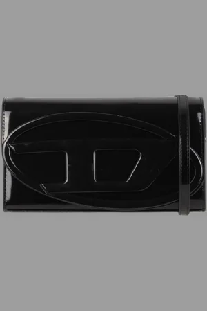 Diesel Femme, Sacs, Noir, Taille: ONE Size Portefeuille en Cuir Miroir avec Bandoulière