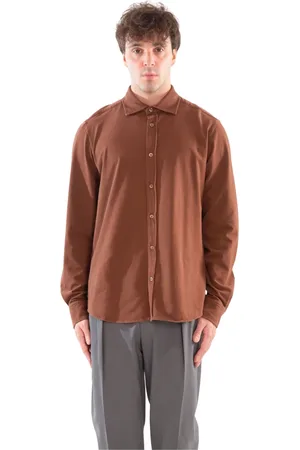 Circolo Homme, Chemises, Brun, Taille: L Chemise Douce en Jersey avec Toucher Cachemire